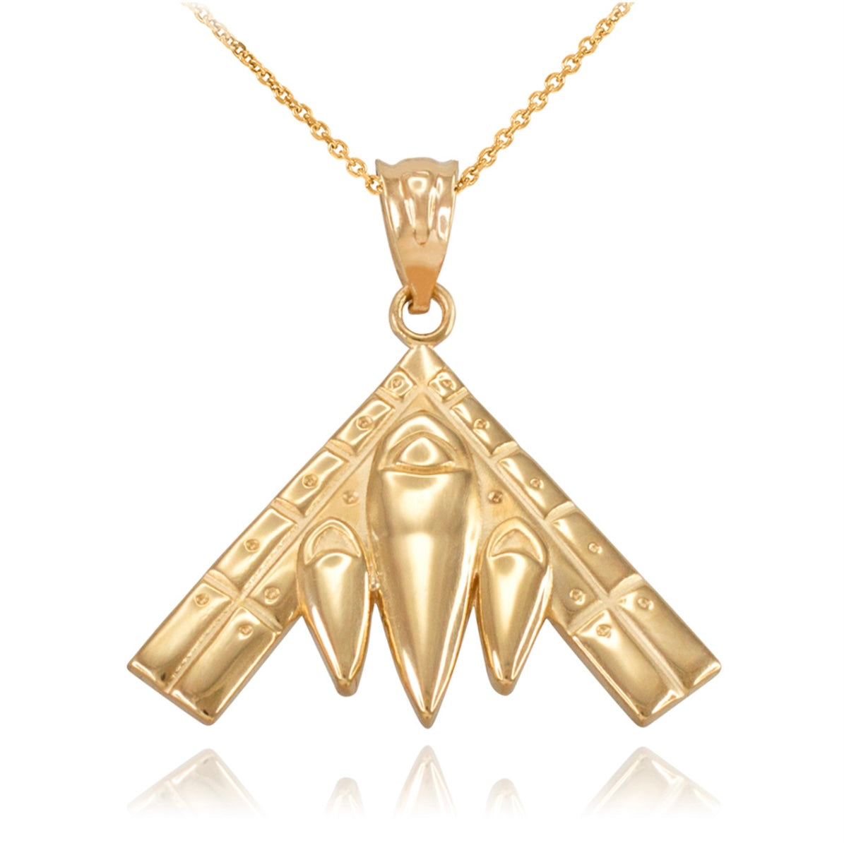 Yellow Gold Military Stealth Aircraft Pendant Chain