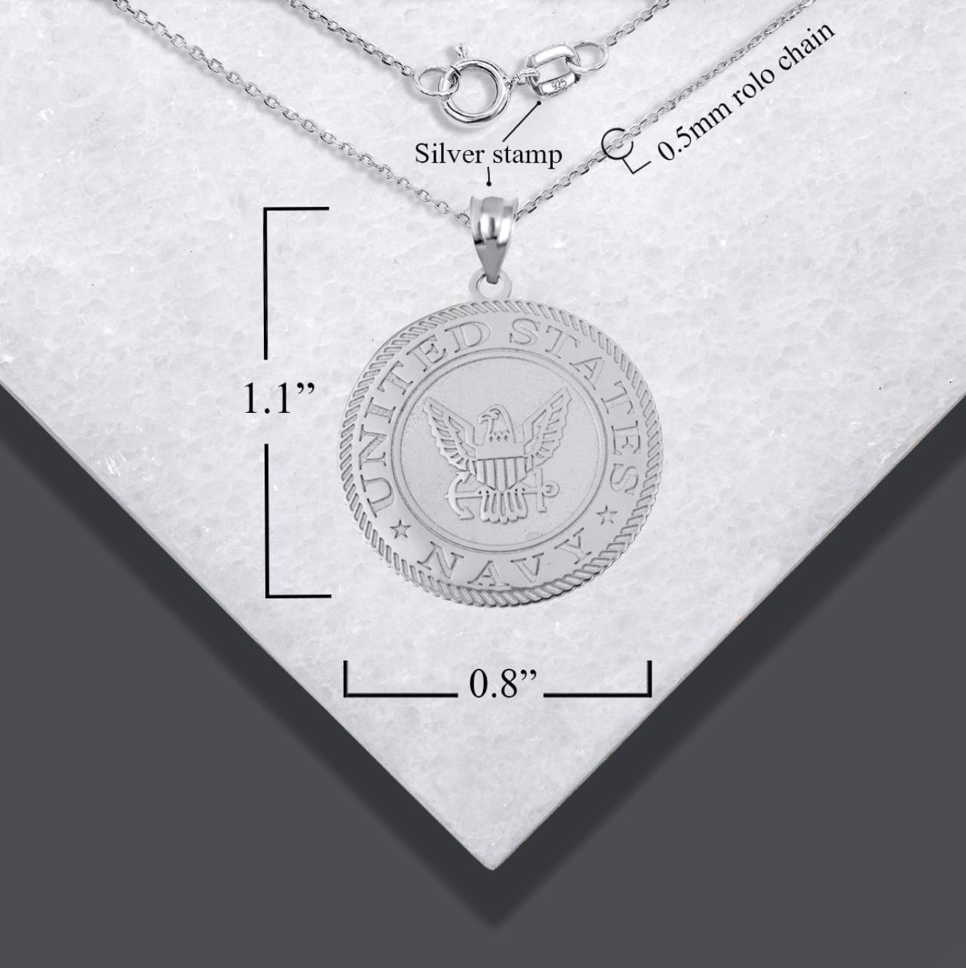 925 Sterling Silver United States Navy Eagle Emblem Officially Licensed Medallion