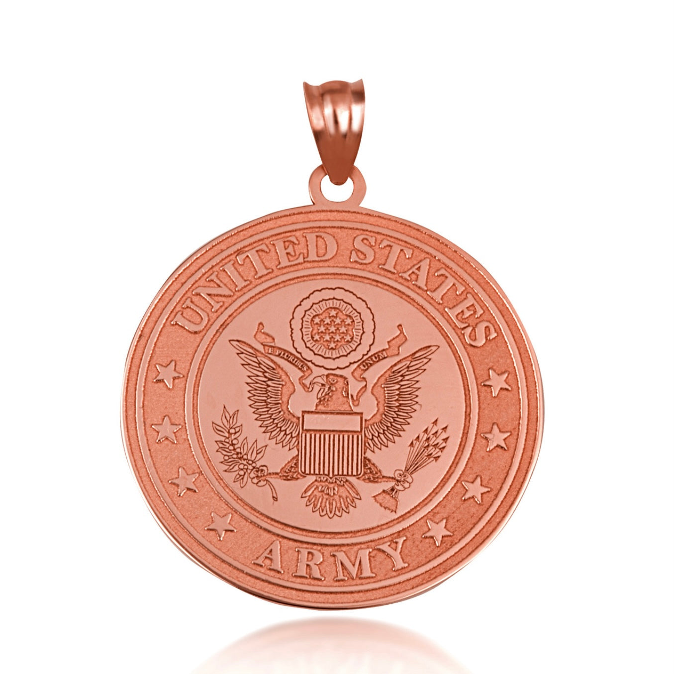 Gold US Army Debossed Coin Pendant Chain