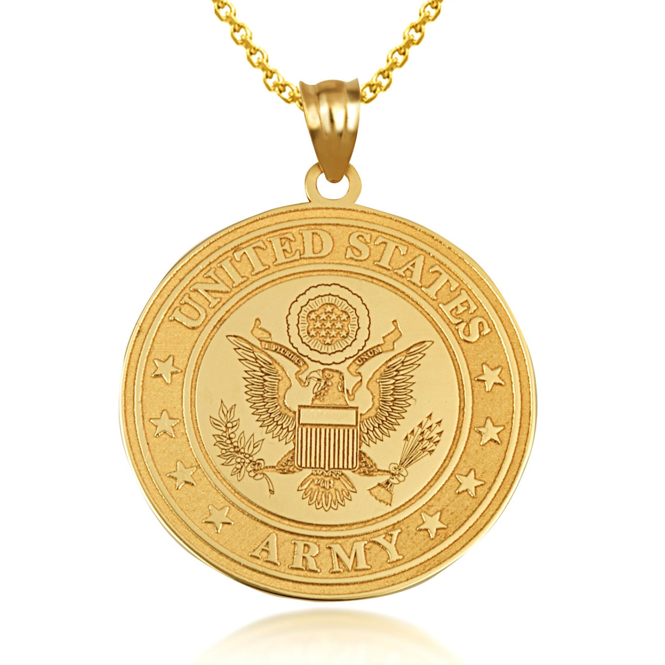 Gold US Army Debossed Coin Pendant Chain