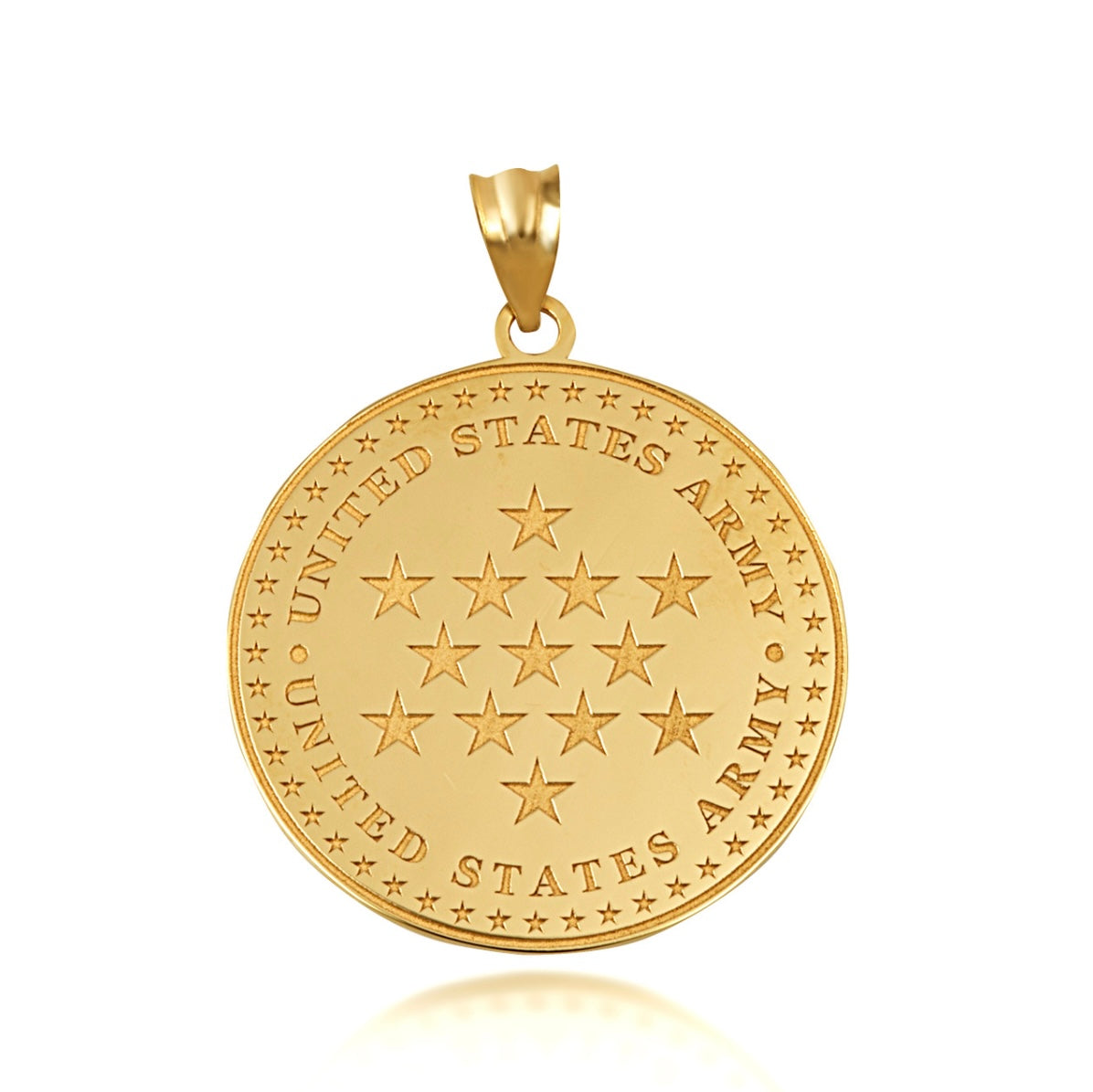 Gold US Army Historical Stars Engravable Pendant Chain