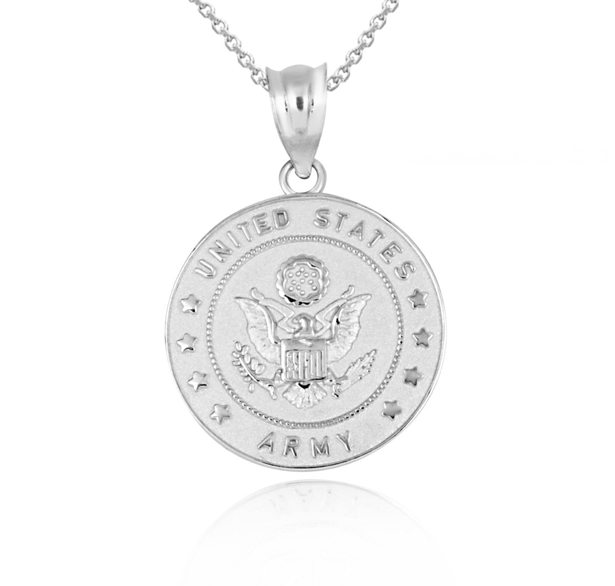 925 Sterling Silver United States Army Emblem Medallion & Pendant Chain