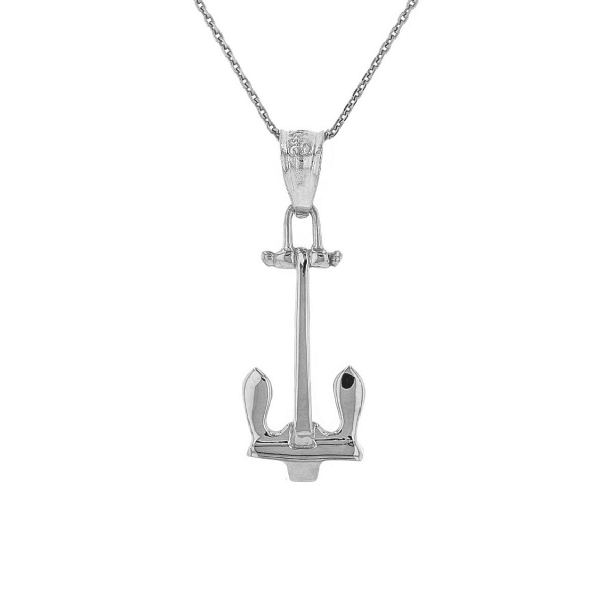 Sterling Silver 925 Stockless Anchor Pendant Chain