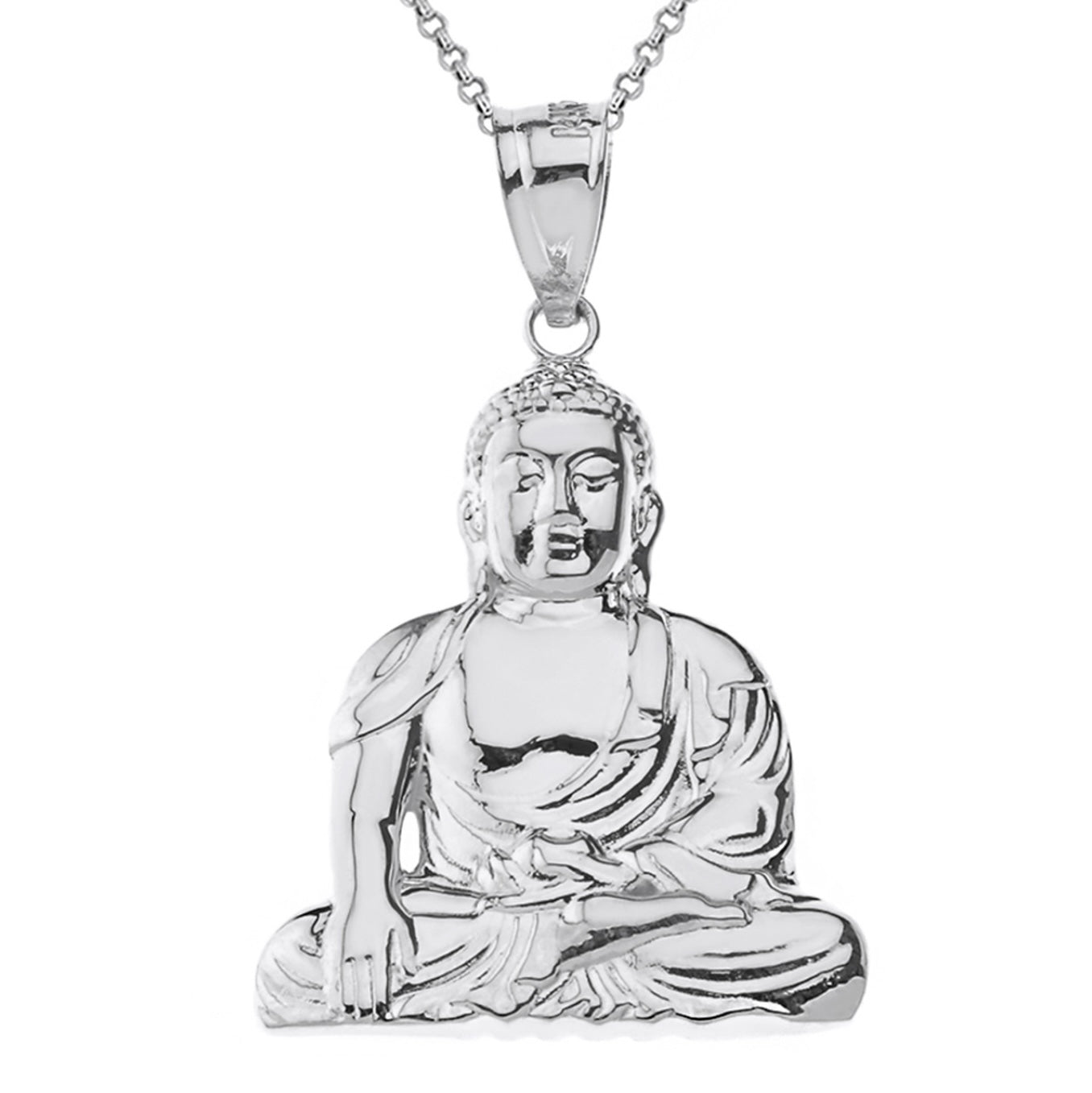 Sterling Silver Zen Buddhist Meditation Buddha Pendant Chain