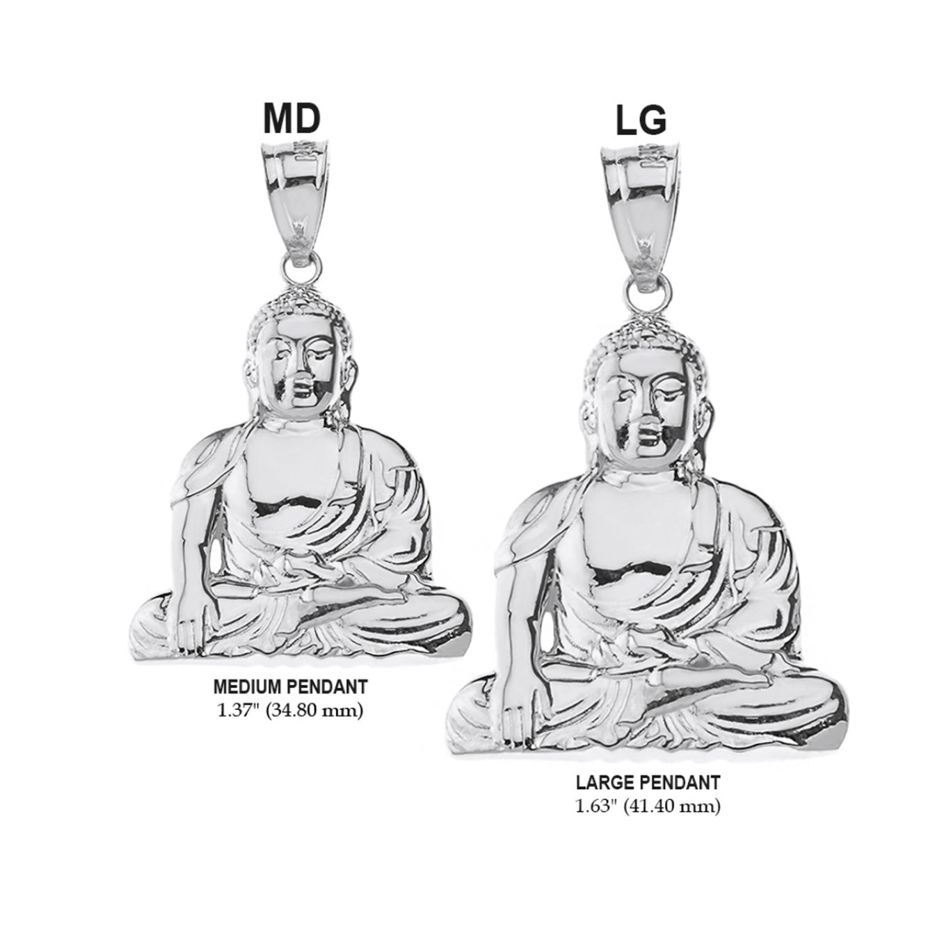 Sterling Silver Zen Buddhist Meditation Buddha Pendant Chain