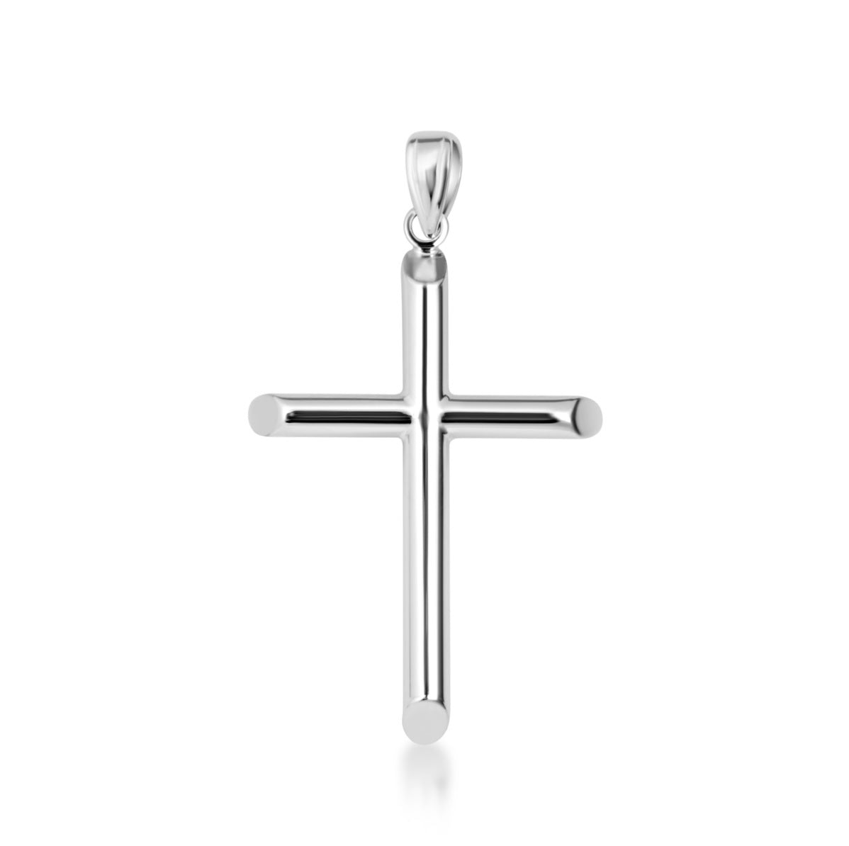 14K Gold Religious Cross Crucifix Tube Pendant Chain