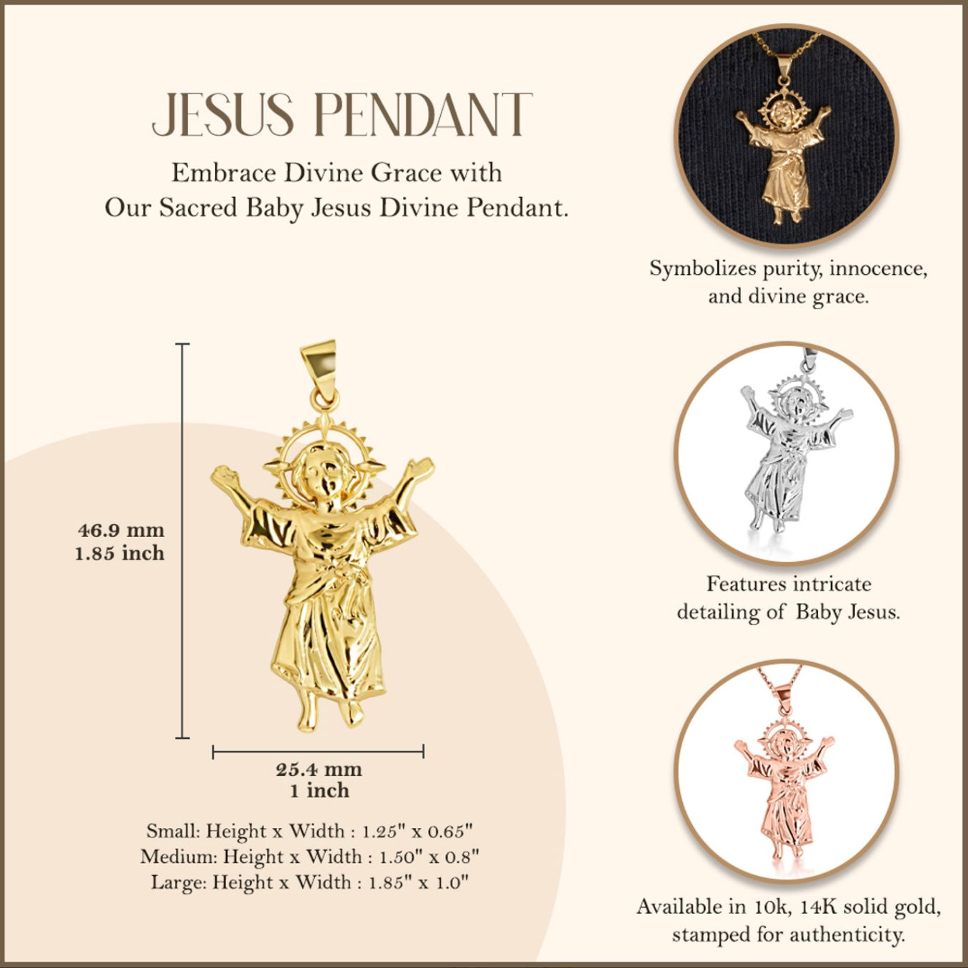 Gold Sacred Baby Jesus Divine Pendant Chain