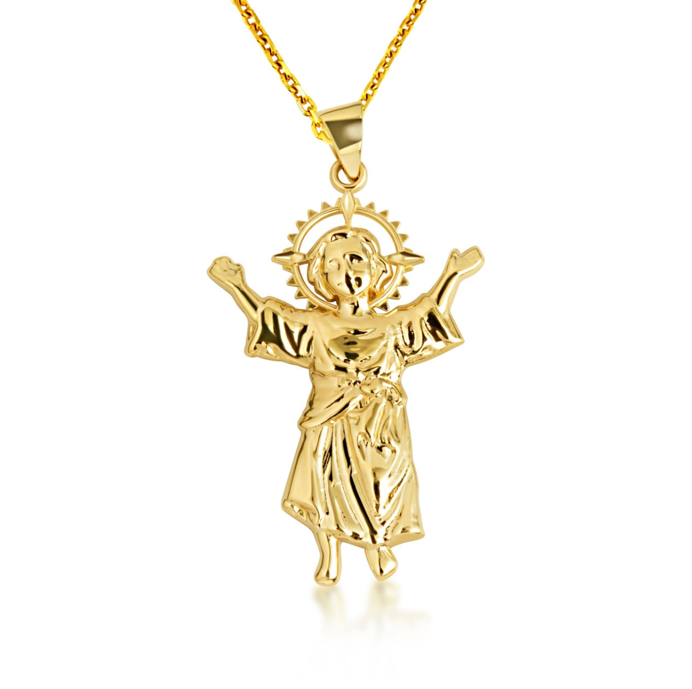 Gold Sacred Baby Jesus Divine Pendant Chain
