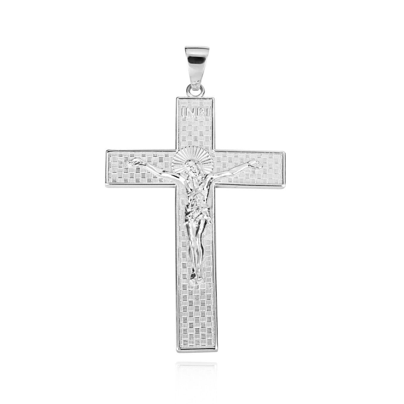 925 Sterling Silver Checkered Cross Pendant Chain