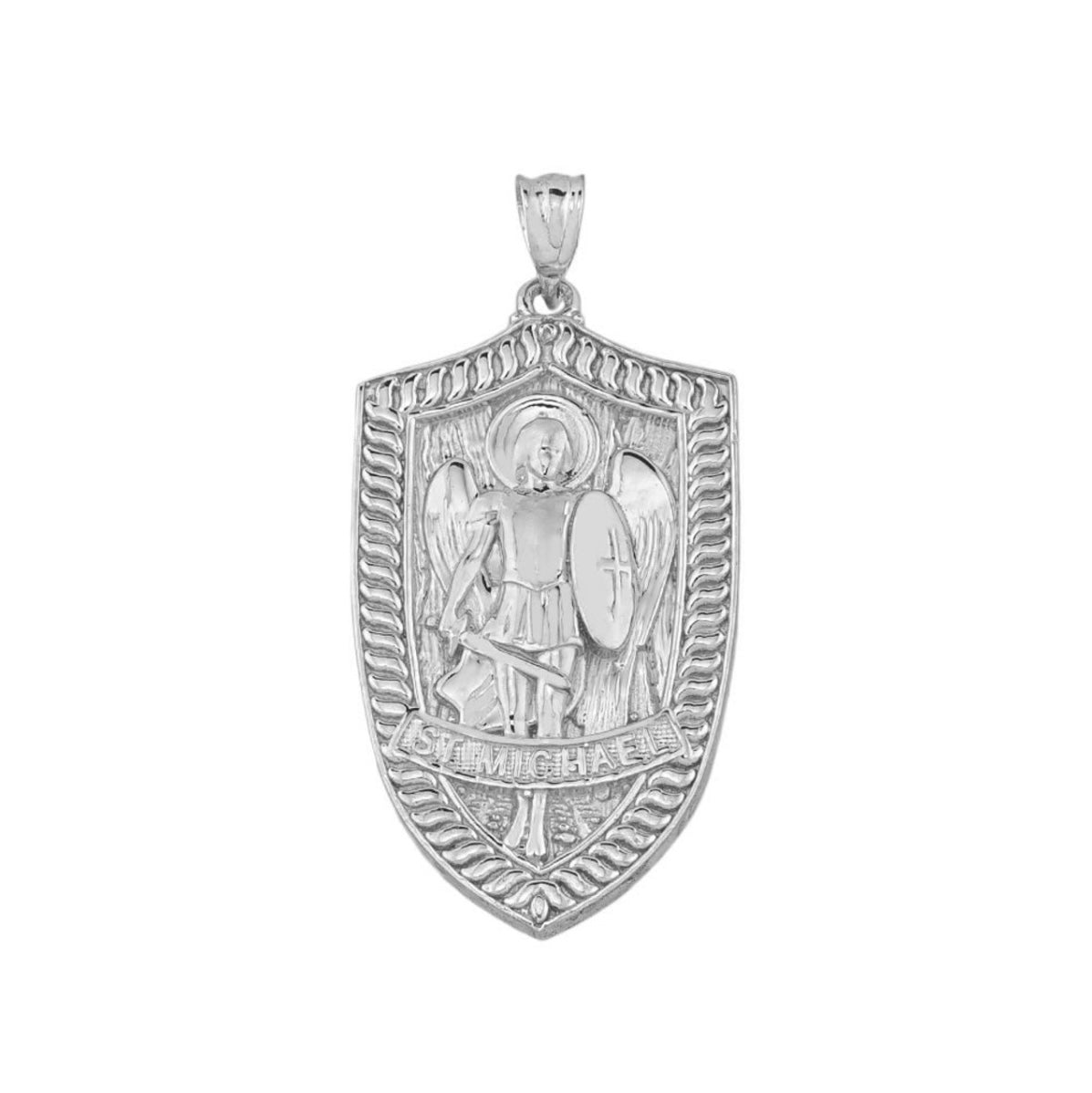 925 Sterling Silver Patron Saint Michael Archangel Shield Pendant Chain