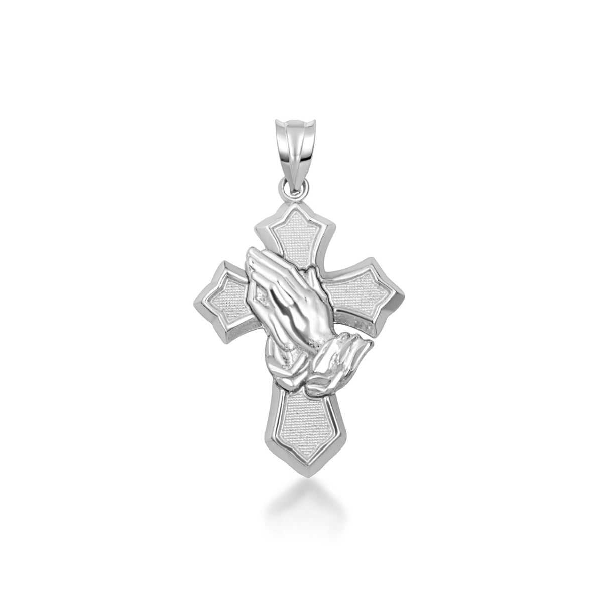 925 Sterling Silver Praying Hands Cross Pendant Chain