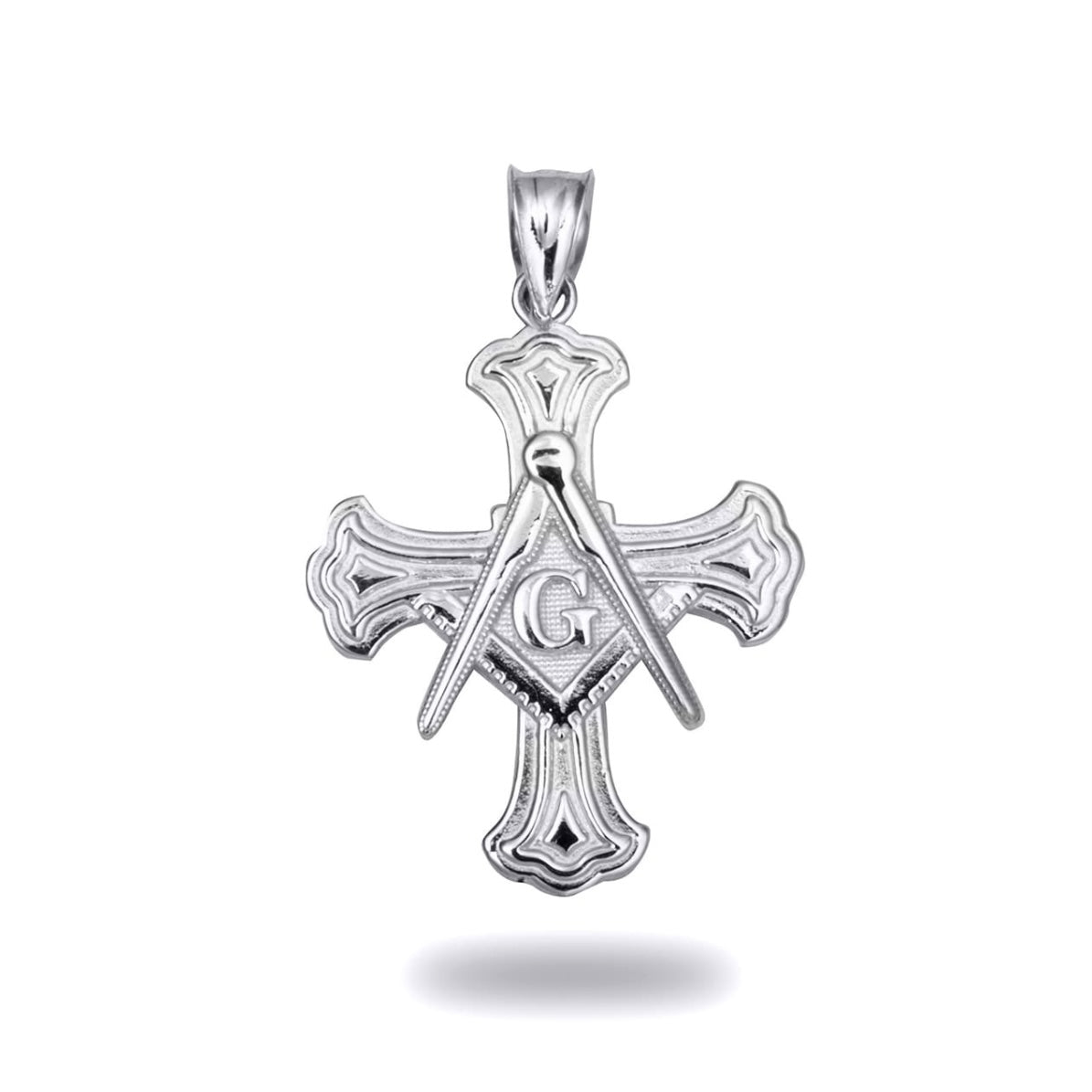 925 Sterling Silver Freemason Cross Square And Compass Pendant Chain