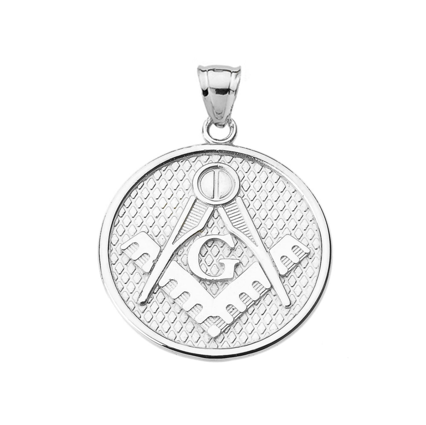 925 Sterling Silver Freemason Round Medallion Pendant Chain