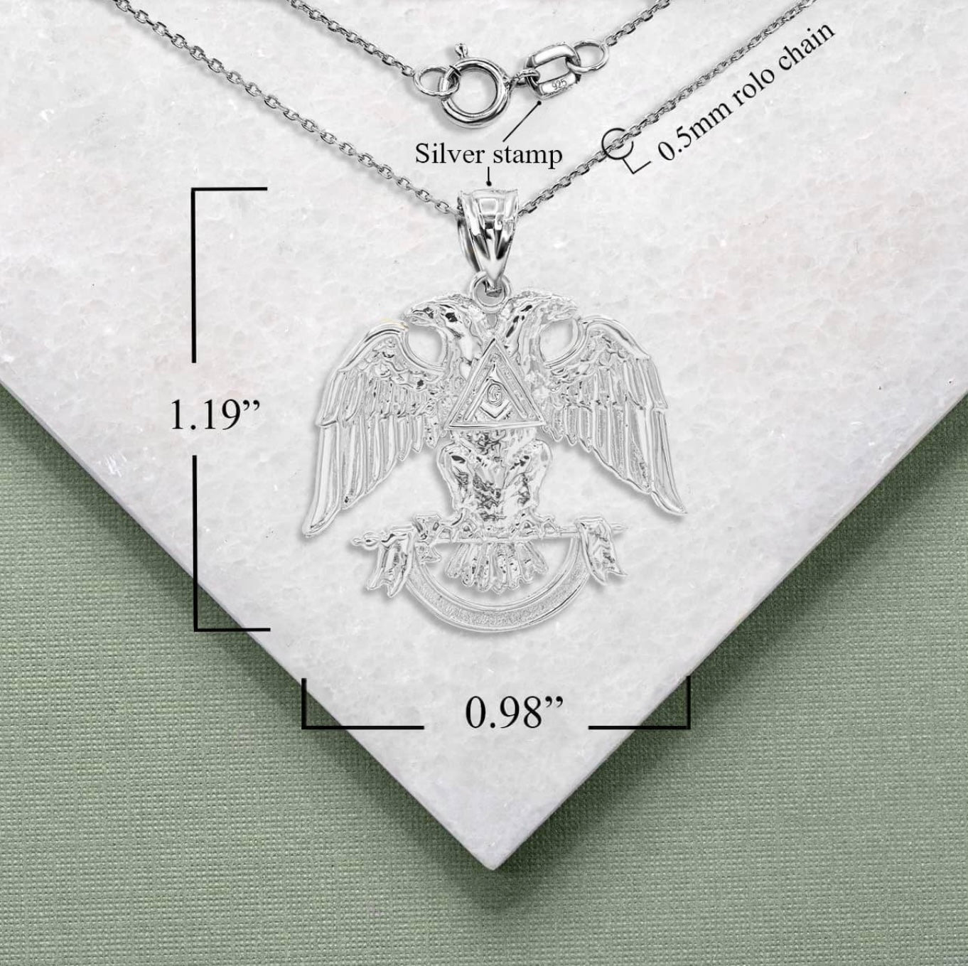 Silver 925 Double Headed Eagle Pendant Chain