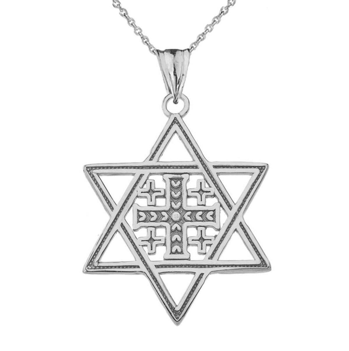 Star Of David Pendant Chain in Sterling Silver