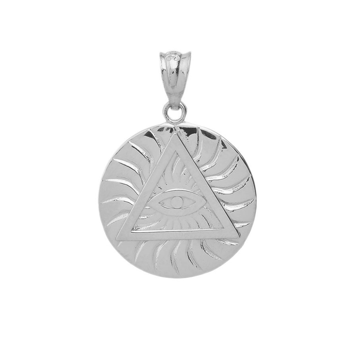 925 Sterling Silver All Seeing Eye Of Providence Sun Pyramid Illuminati Pendant Chain