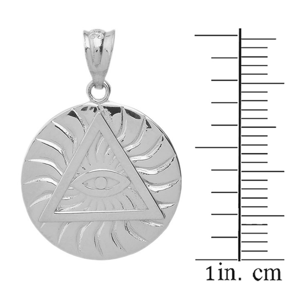 925 Sterling Silver All Seeing Eye Of Providence Sun Pyramid Illuminati Pendant Chain