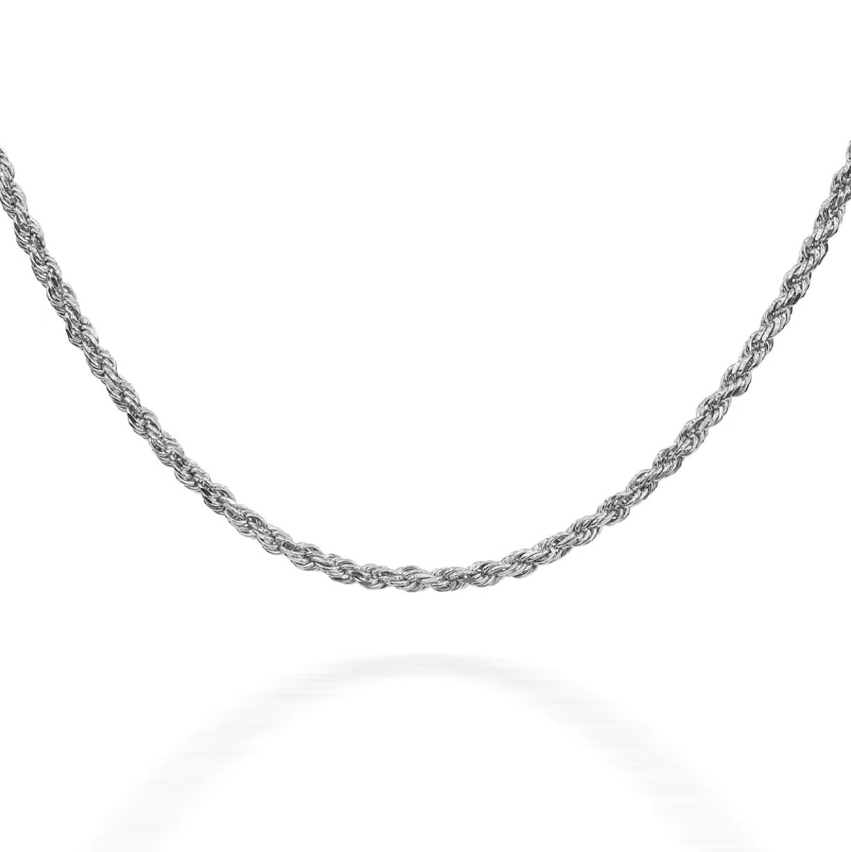 925 Sterling Silver Men's Rope Twisted Chain Link 1.25mm