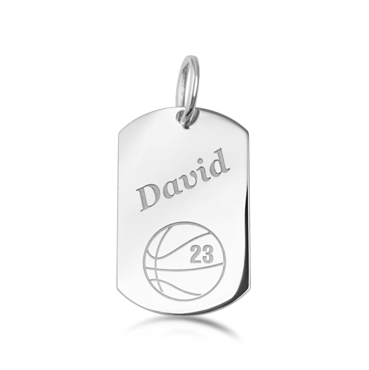 925 Sterling Silver Engravable Basketball Sports Dog Tag Pendant Chain