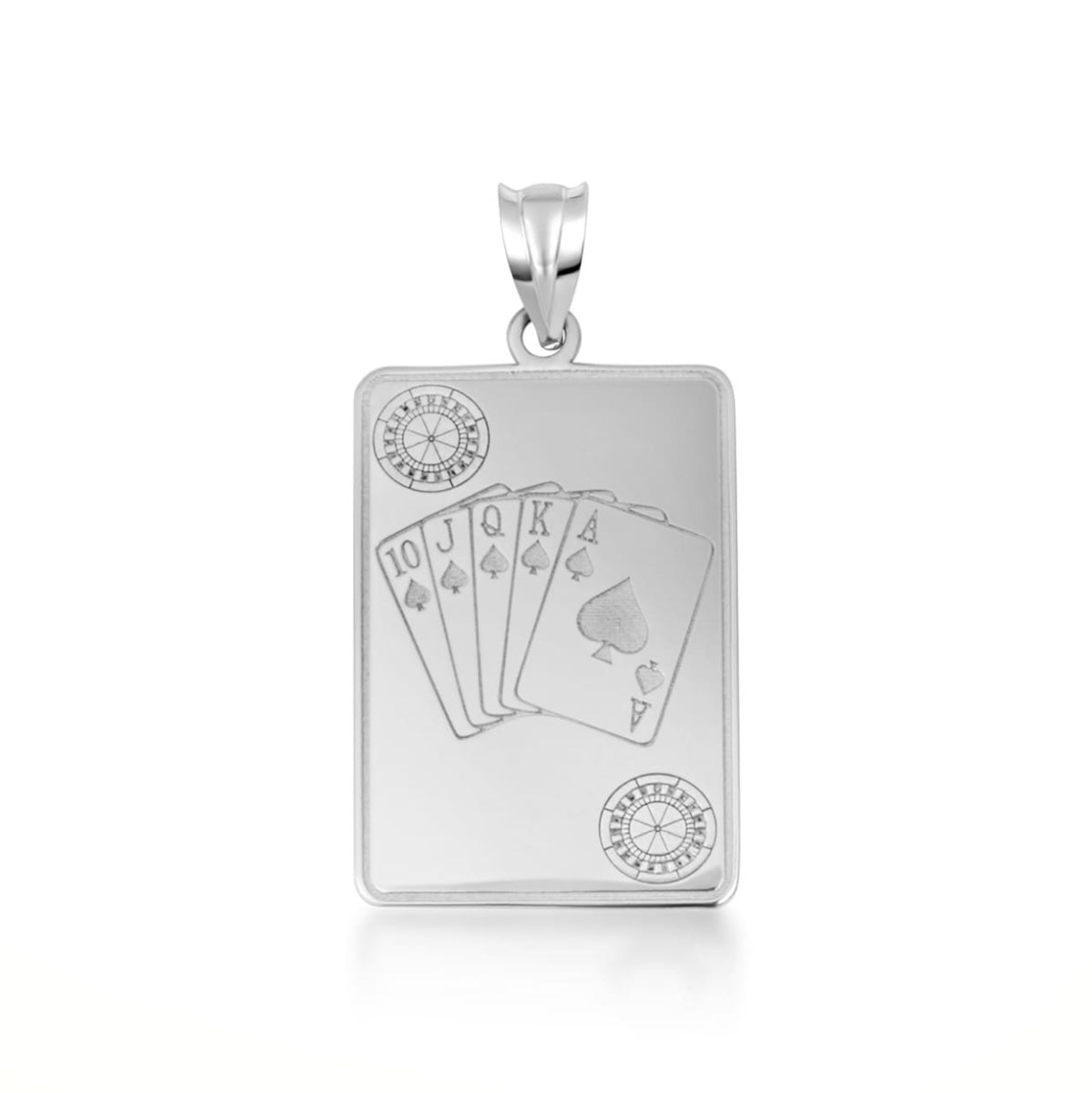 925 Sterling Silver Royal Flush Poker Playing Cards Pendant