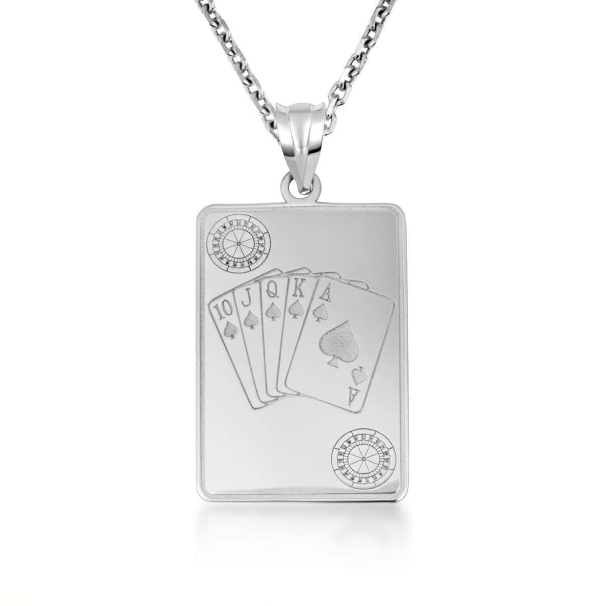 925 Sterling Silver Royal Flush Poker Playing Cards Pendant