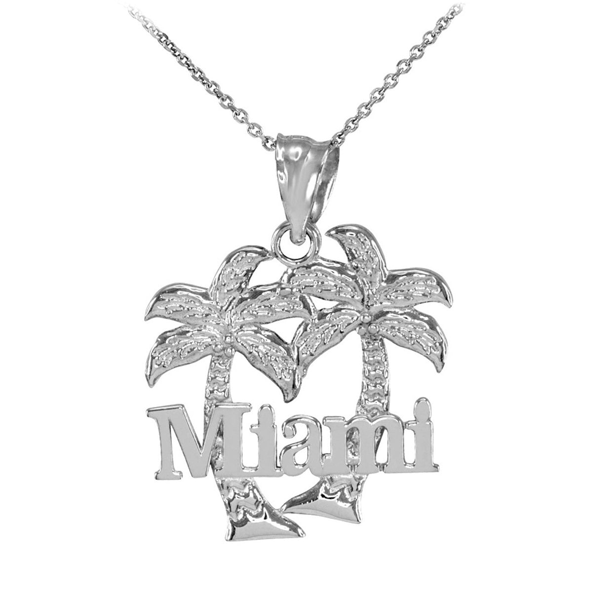 Sterling Silver Miami Palm Tree Florida Beach Summer Pendant