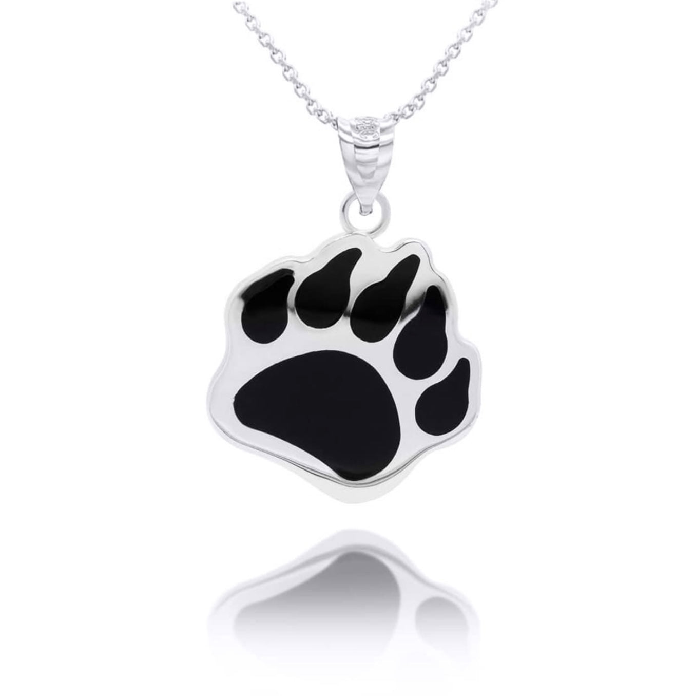 925 Sterling Silver Enamel Bear Claw Pendant and Chain