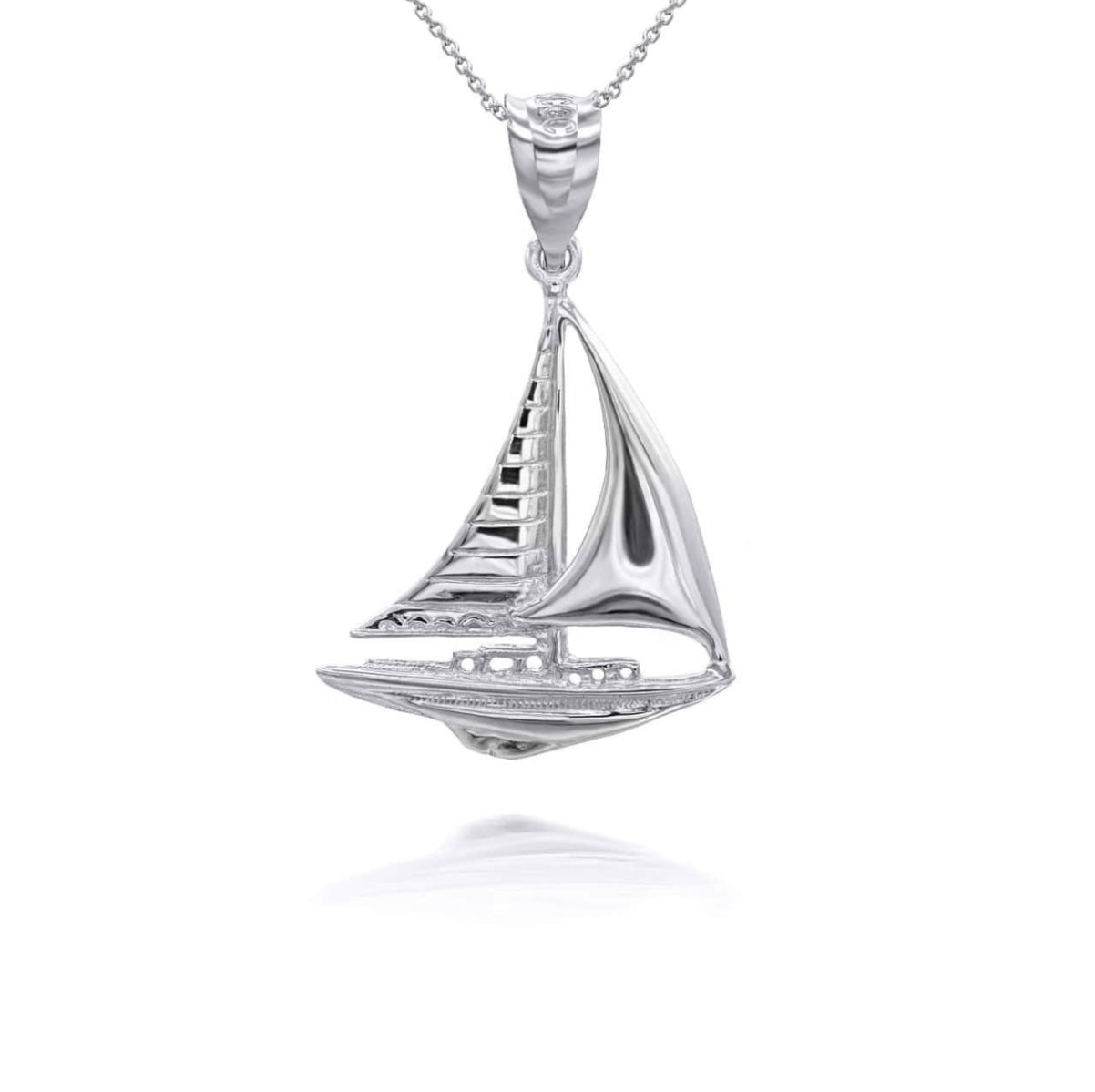 Silver Maritime Sail Boat Nautical Pendant and Chain
