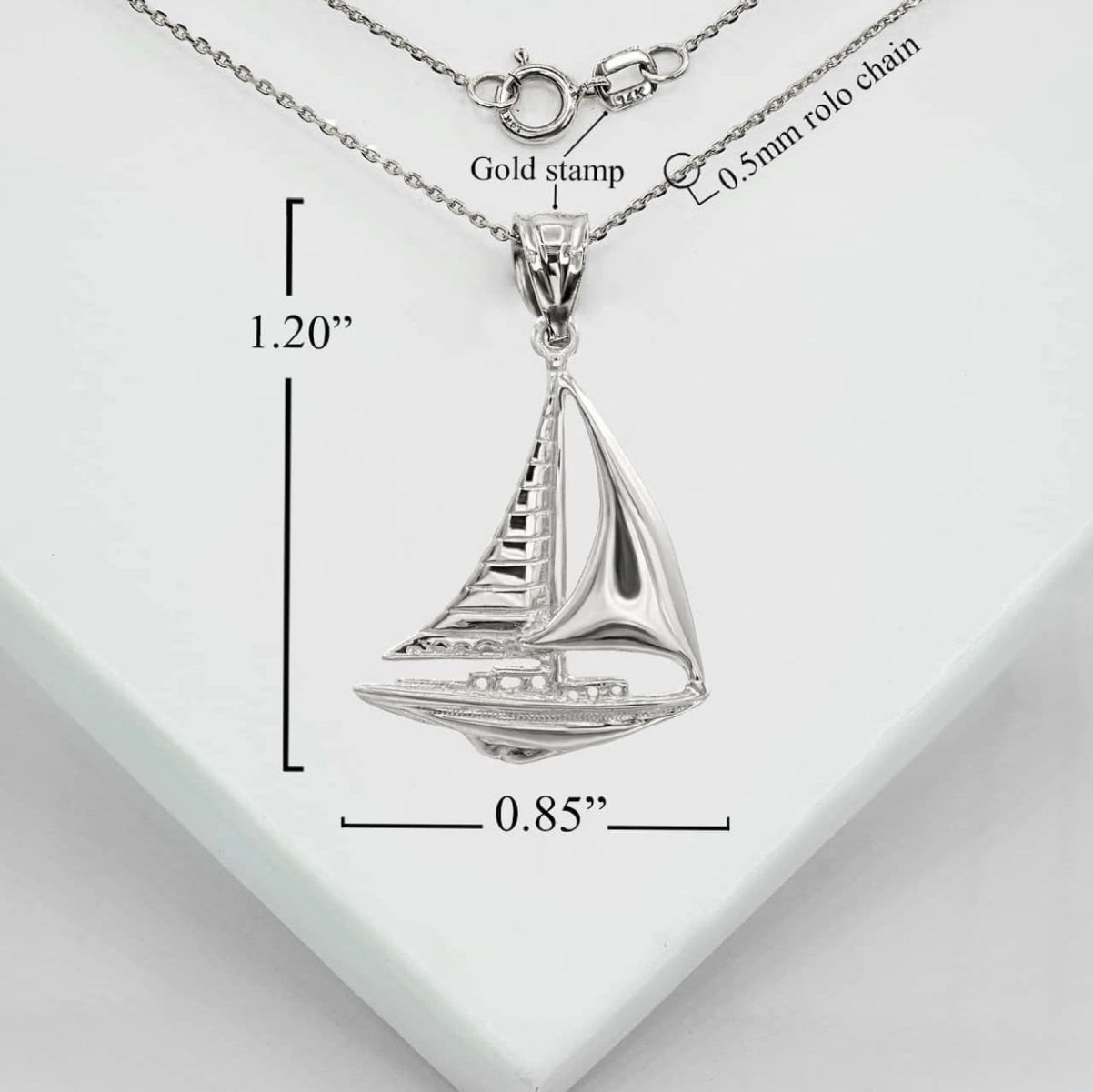 Silver Maritime Sail Boat Nautical Pendant and Chain