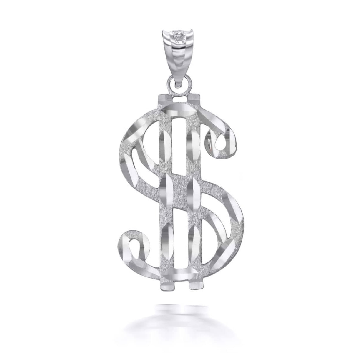 Silver Dollar Sign Pendant and Chain