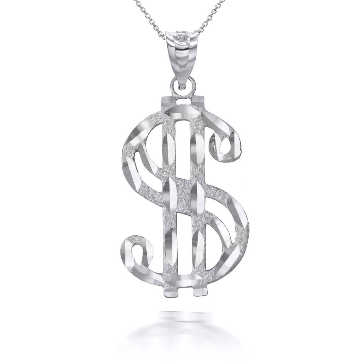 Silver Dollar Sign Pendant and Chain