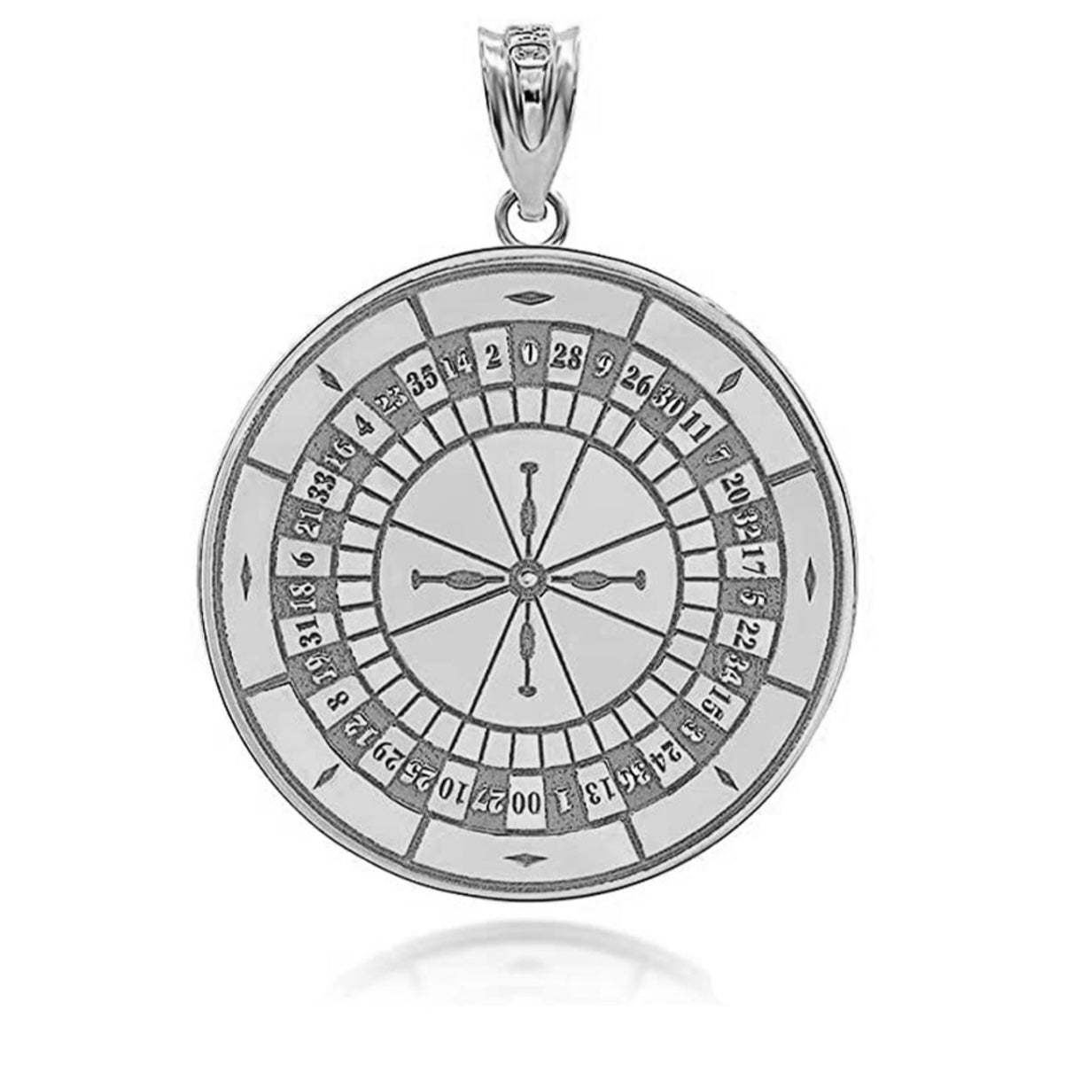 Silver Personalized Name Engraved Casino Gambling Roulette Pendant
