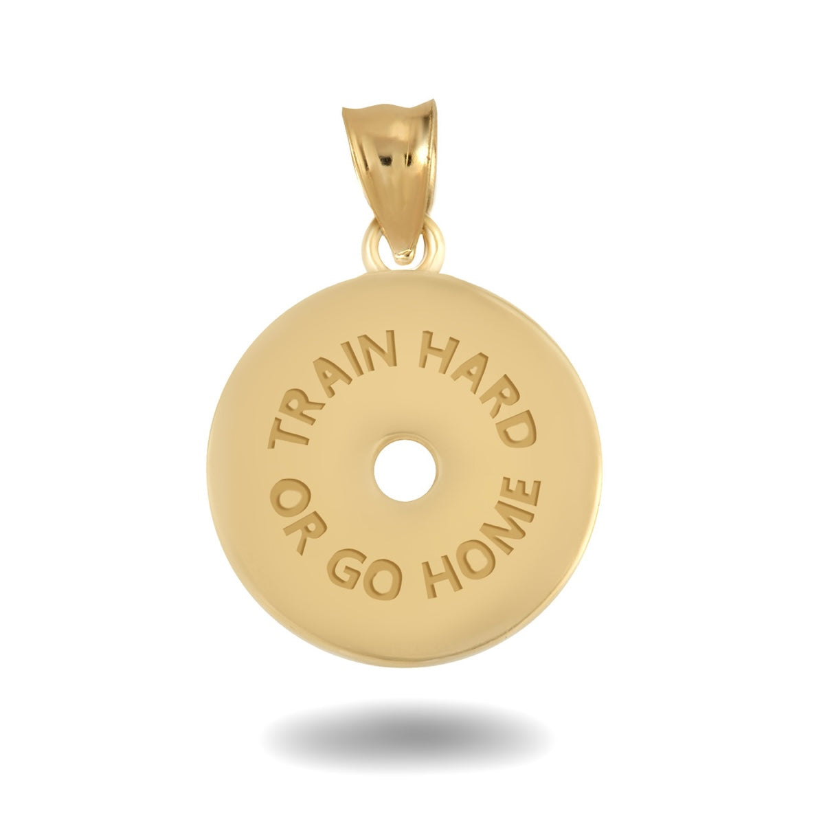 Gold Dumbbell Weight Plate Fitness Gym Pendant Chain