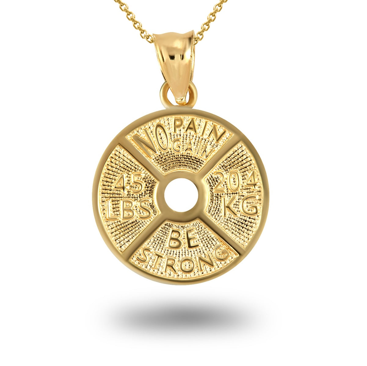 Gold Dumbbell Weight Plate Fitness Gym Pendant Chain