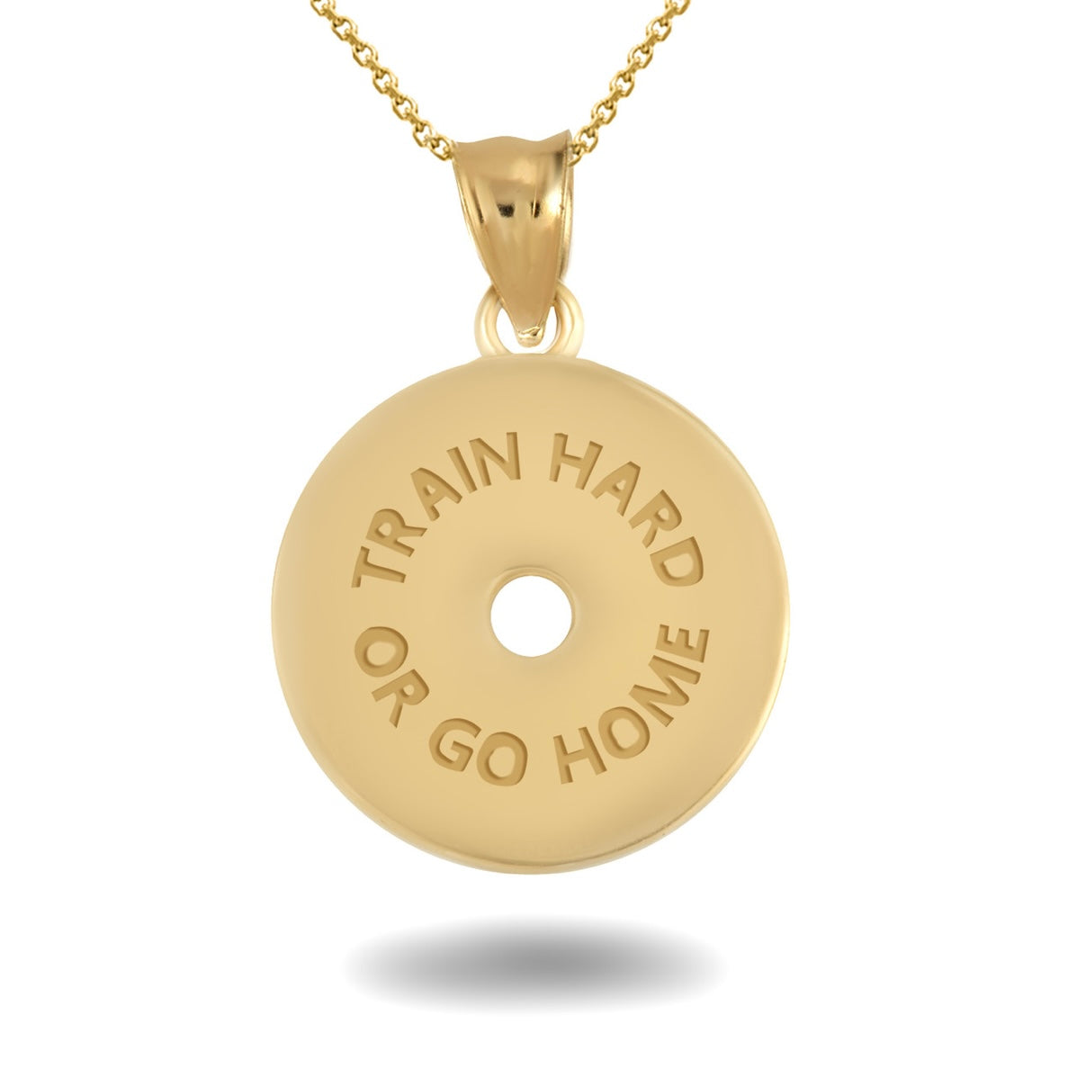Gold Dumbbell Weight Plate Fitness Gym Pendant Chain