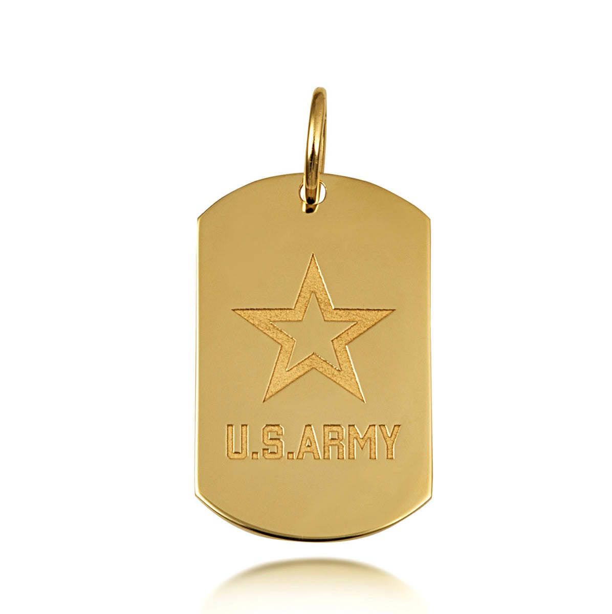 Gold United States Army Dog Tag Engravable Pendant Chain