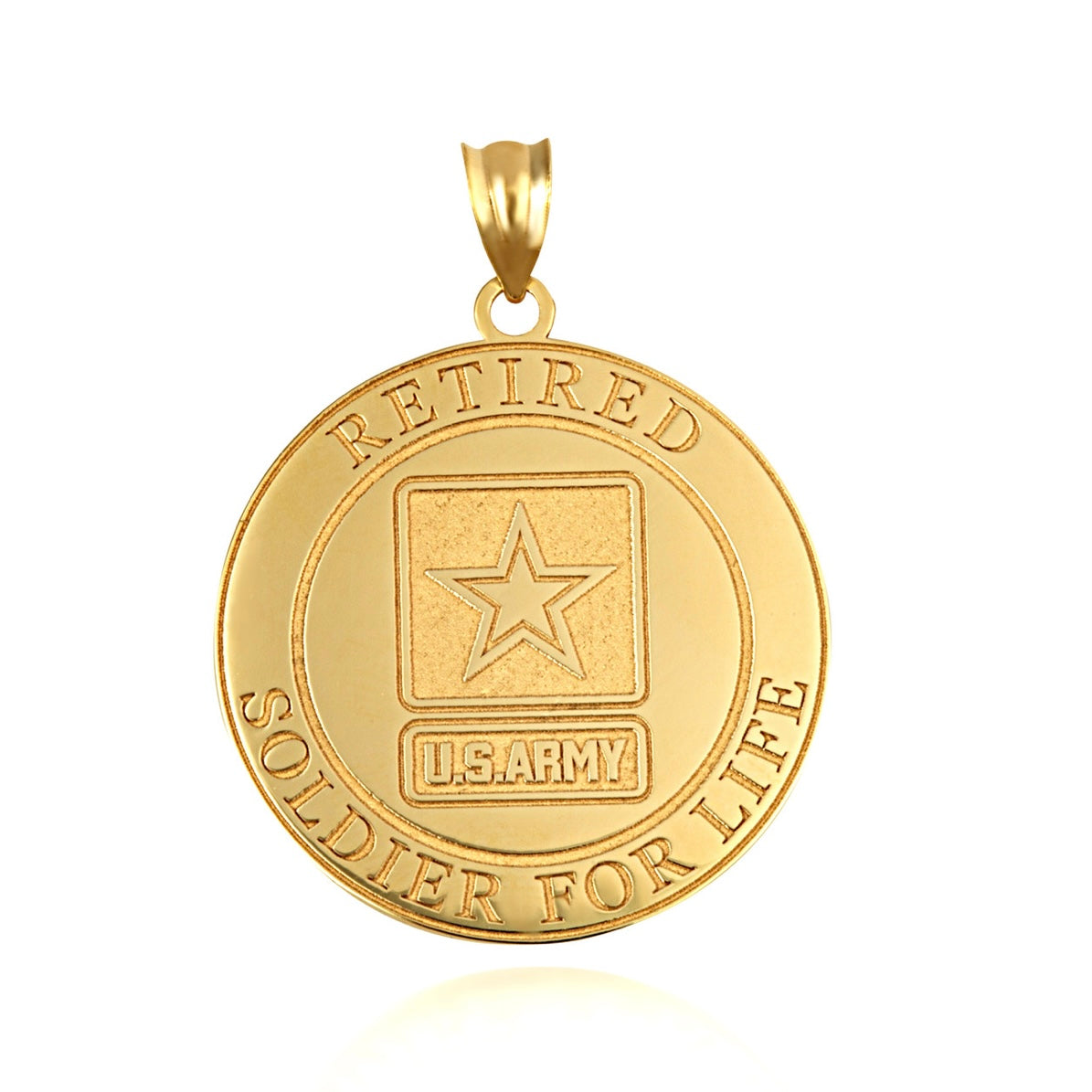 Gold United States Army Retired Soldier For Life Badge Medallion Officially Licensed Engravable Pendant Chain