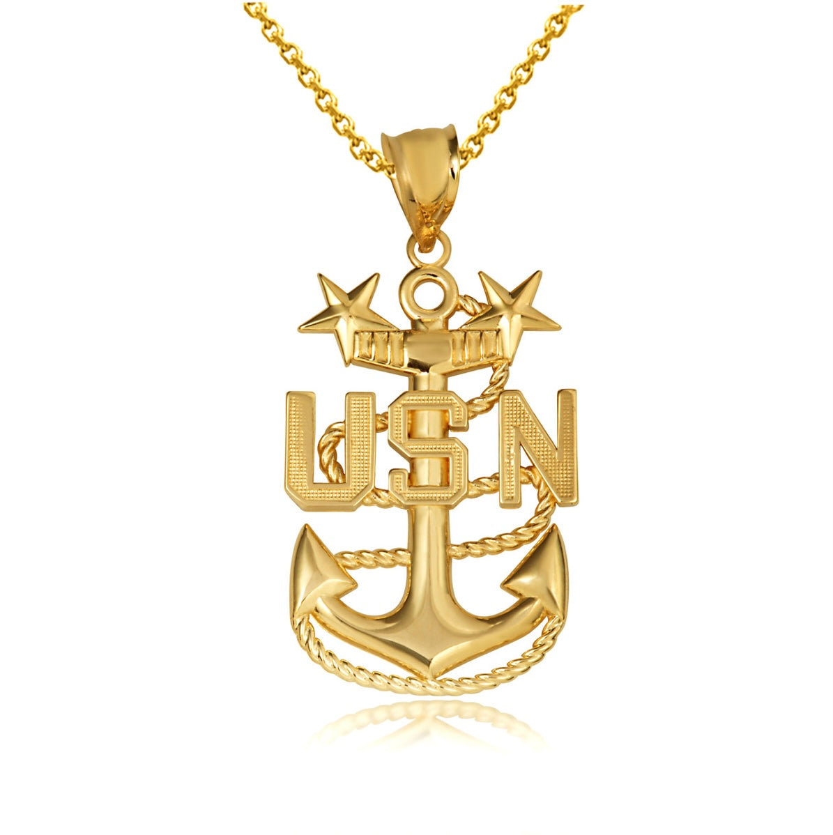 Gold United States Navy Officially Licensed Master Chief Petty Officer Anchor Pendant Chain