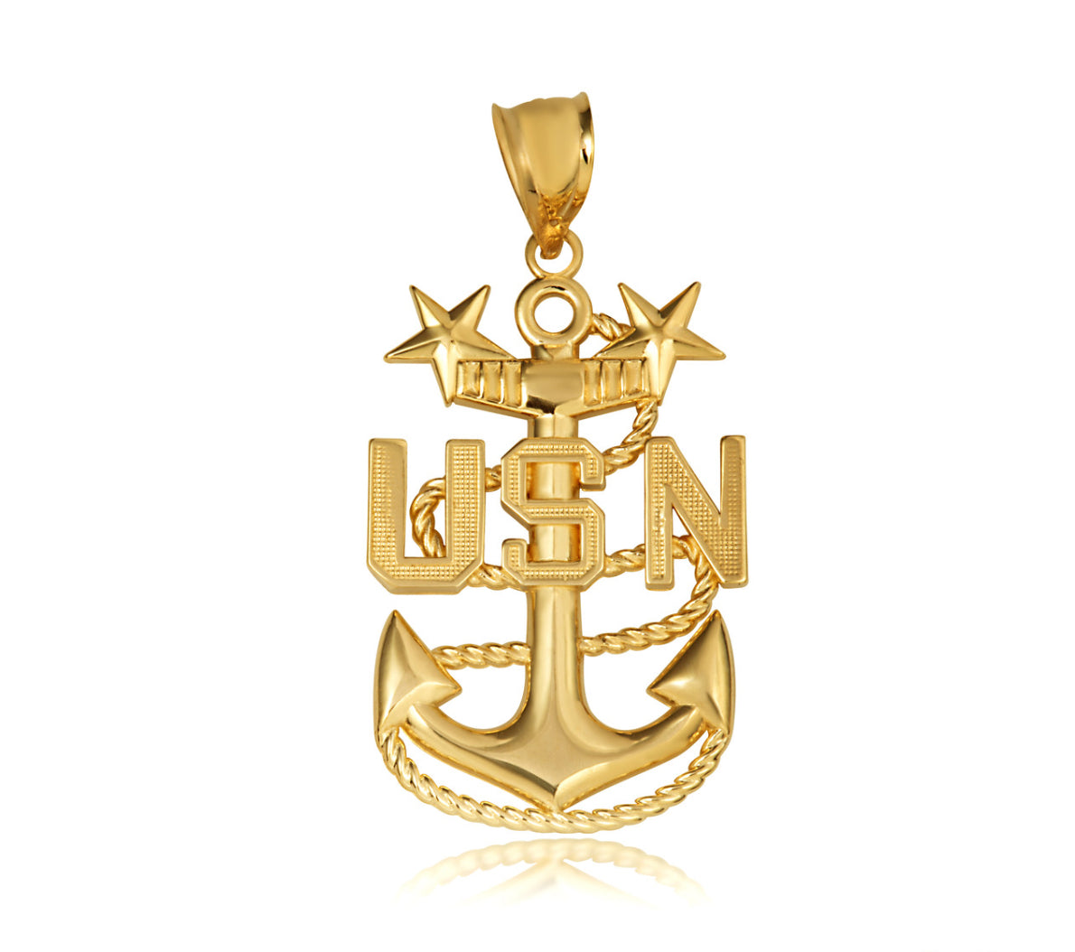Gold United States Navy Officially Licensed Master Chief Petty Officer Anchor Pendant Chain