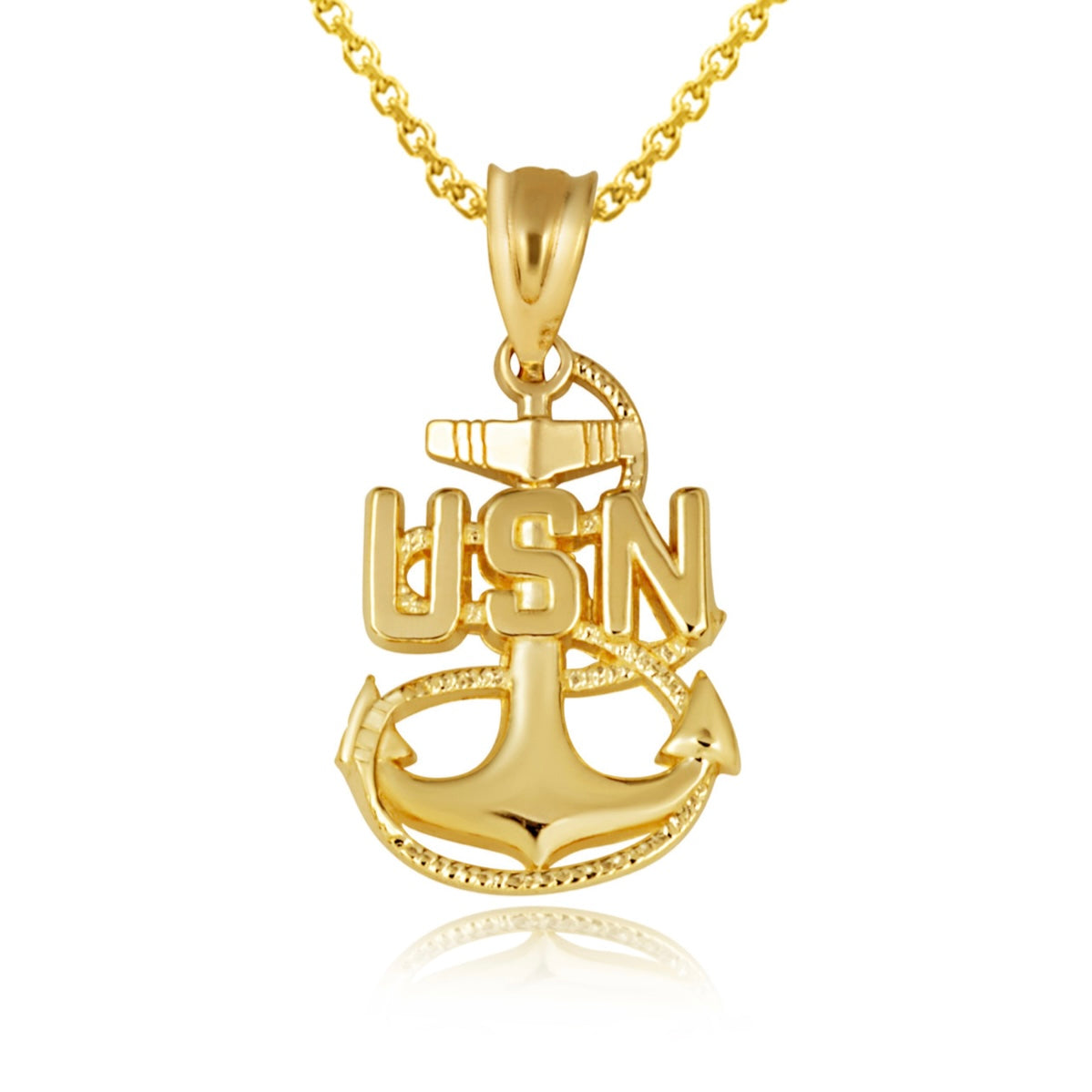 Gold United States Navy Officially Licensed Chief Petty Officer Anchor Pendant Chain