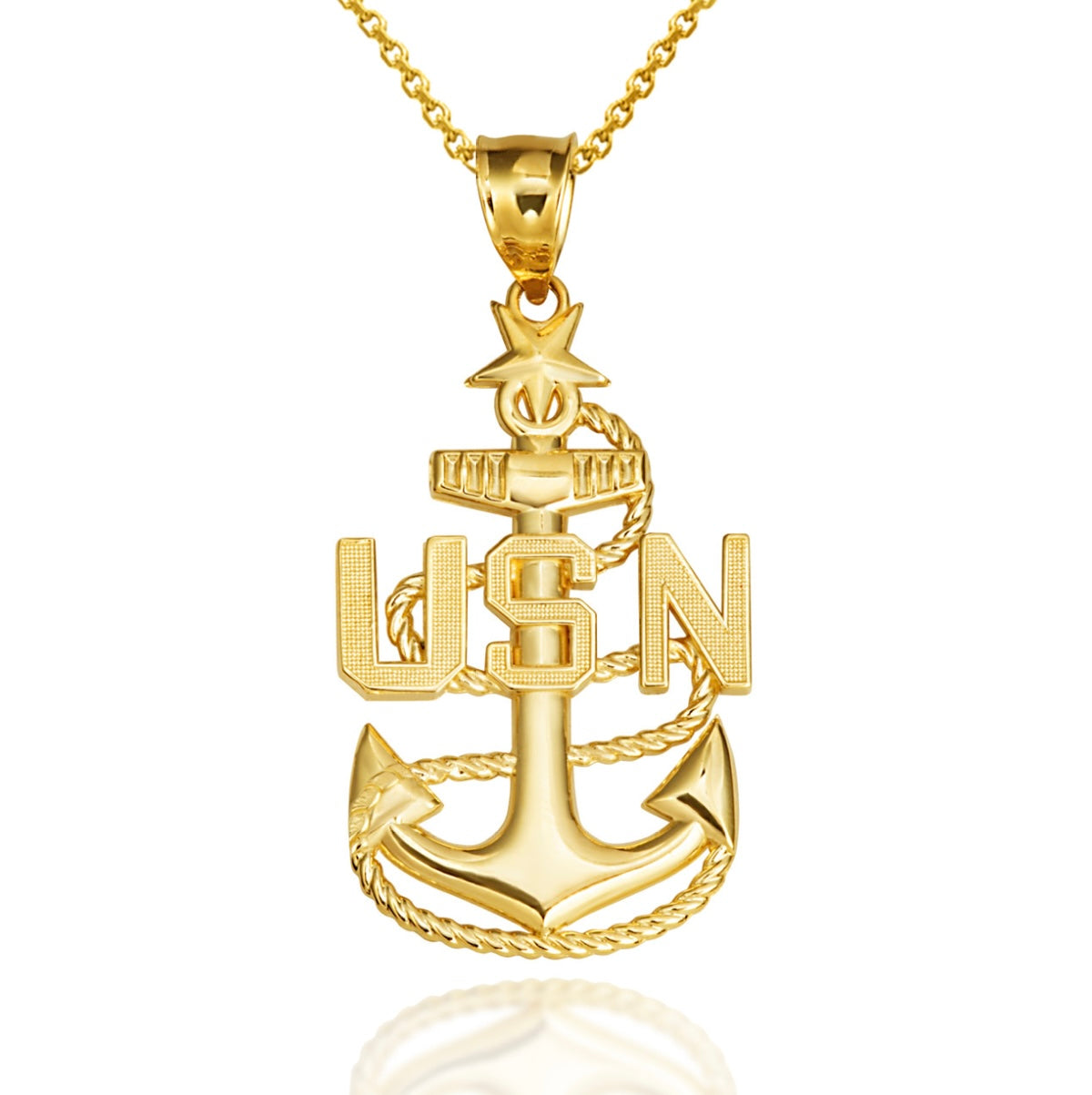Gold United States Navy Fleet Senior Chief Petty Officer Officially Licensed Anchor Pendant Chain