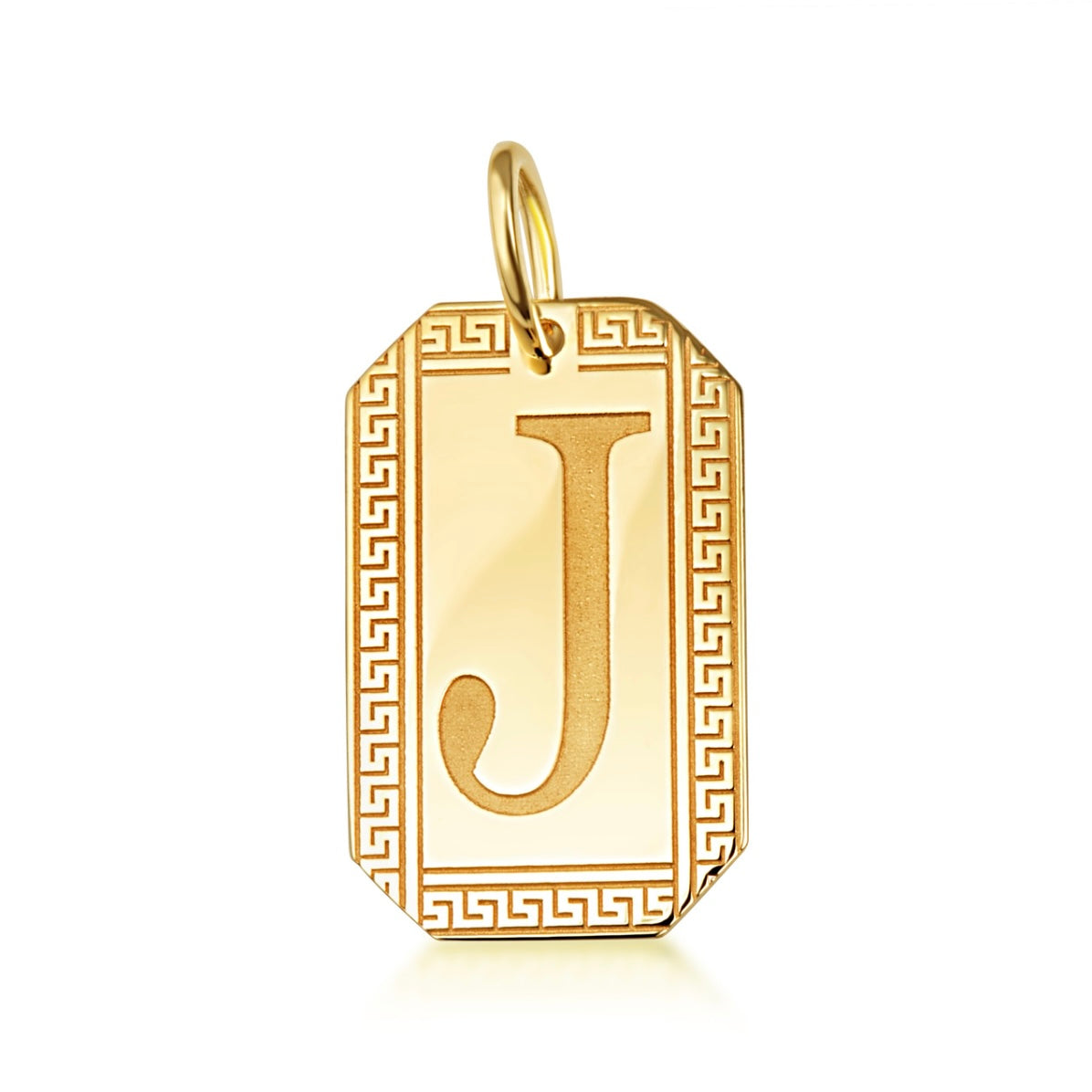 Gold Personalized Letter "A-Z" Initial Greek Key Dog Tag Pendant Chain
