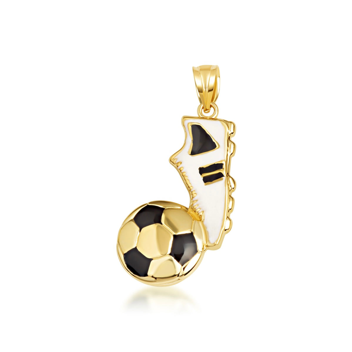 Gold Enamel Soccer Ball Cleats Shoe Sports Pendant Chain