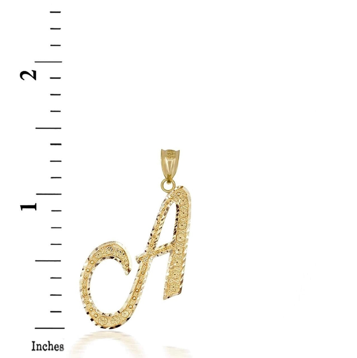 Solid Gold Script Cursive Initial "A-Z" Pendant Chain