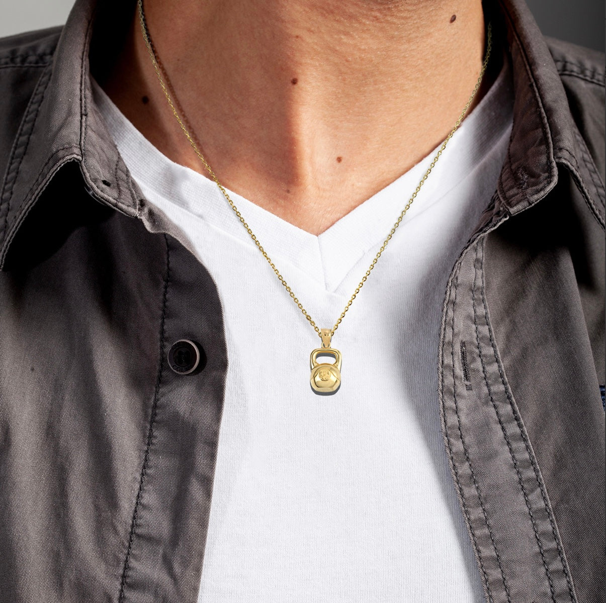 Gold Kettlebell Weightlifting Fitness Gym Pendant Chain
