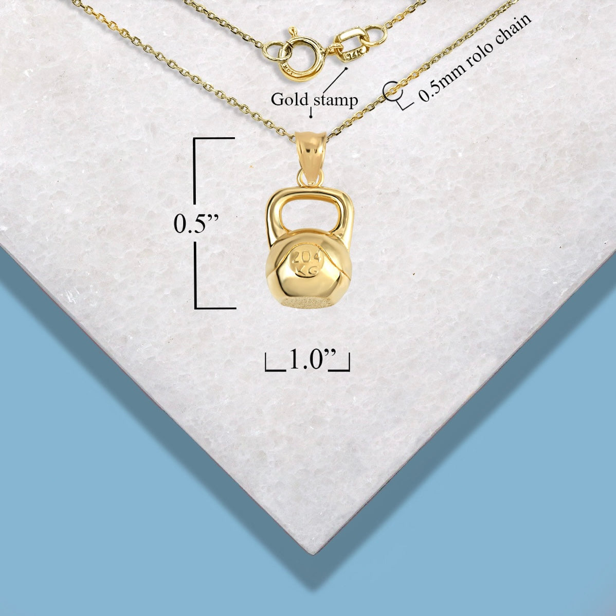 Gold Kettlebell Weightlifting Fitness Gym Pendant Chain