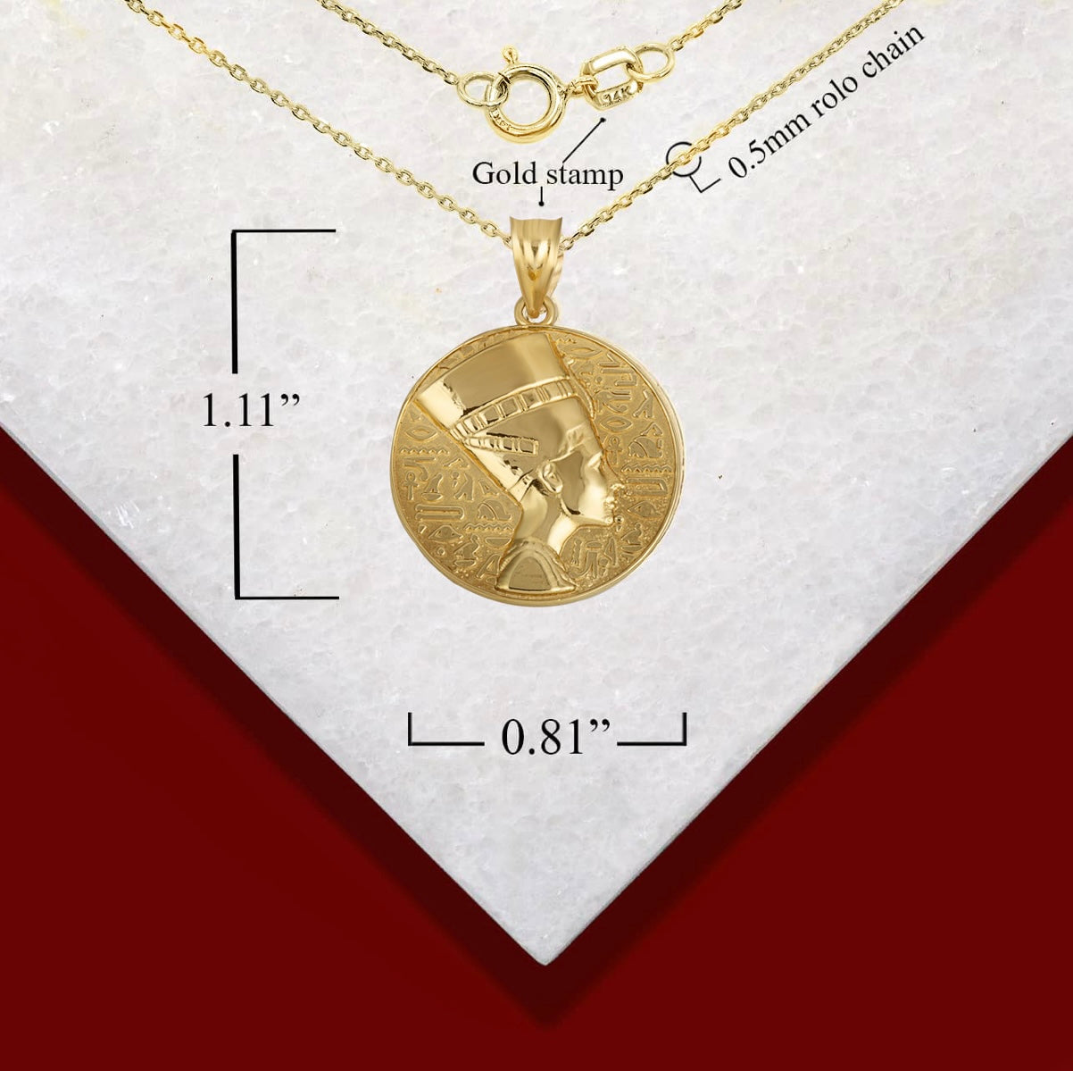 Gold Nefertiti Egyptian Queen Pharaoh Symbol Of Beauty And Feminine Power Pendant Chain
