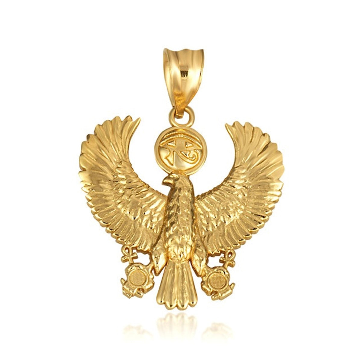 Gold Egyptian Eye Of Horus Falcon Ankh Pendant Chain
