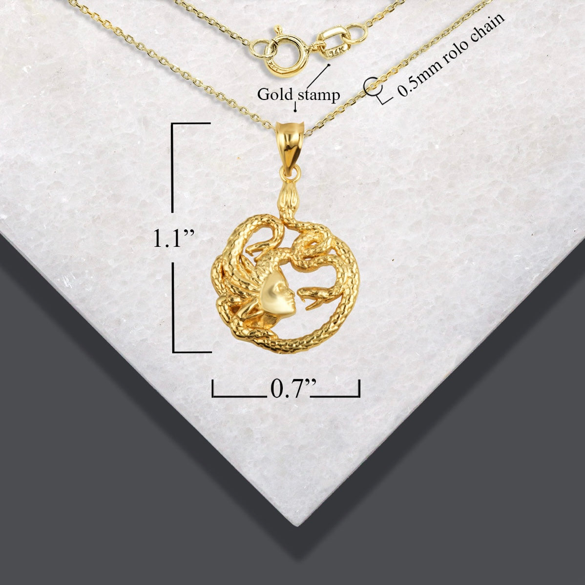 Gold Greek Myth Medusa Divine Power Of Femininity Pendant Chain