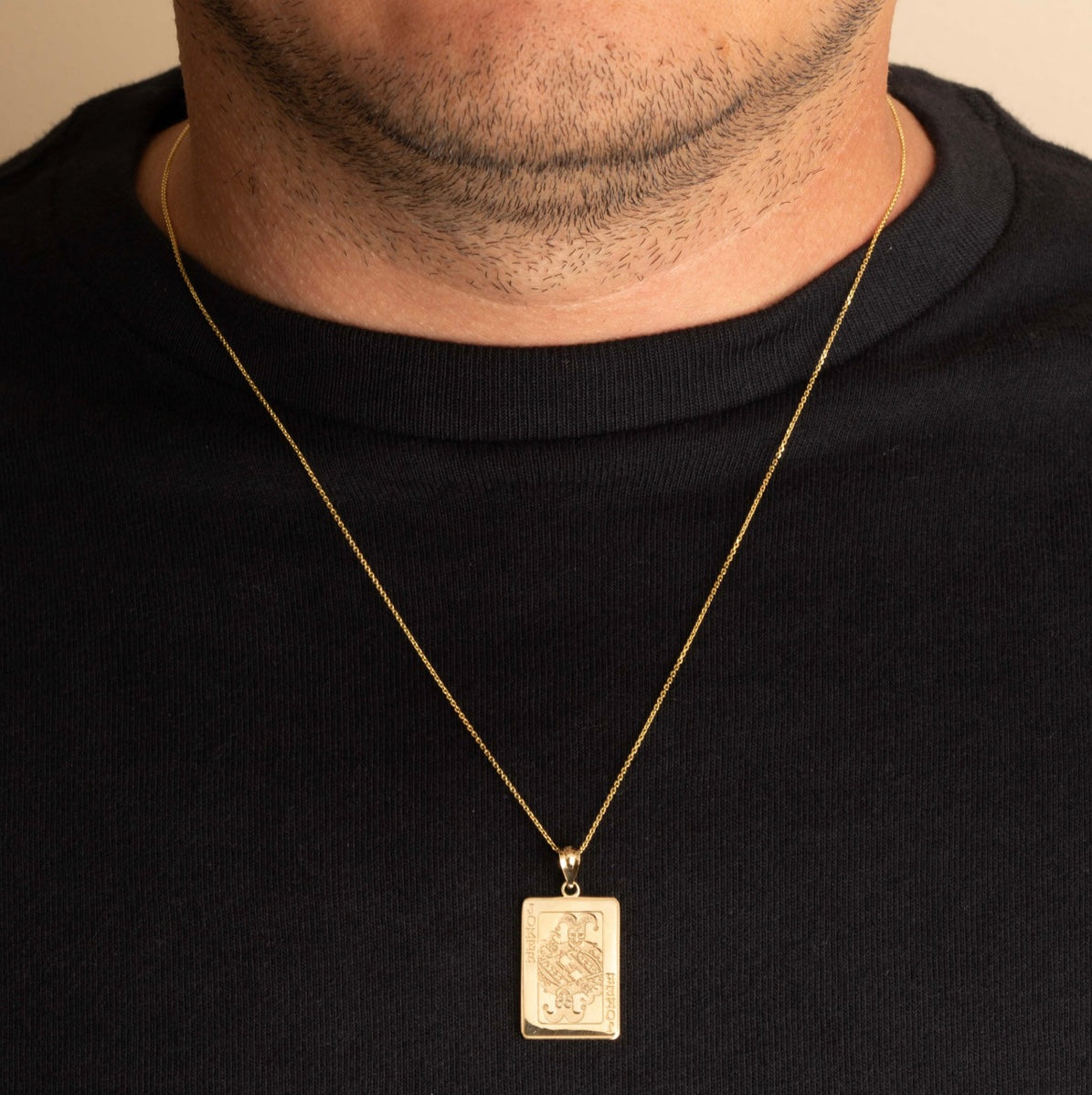 Gold Personalized Name Engraved Joker Playing Card Poker Charm Pendant Chain